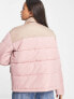 Wednesday's Girl high neck puffer jacket in pink contrast