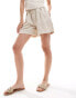 Фото #2 товара Pull&Bear linen elasticated waist relaxed short co-ord in sand