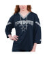 Фото #1 товара Women's Navy Dallas Cowboys Rally Lace-Up 3/4-Sleeve T-shirt