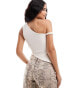 Фото #3 товара ASOS DESIGN textured one shoulder asymmetric top in ivory