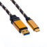 Фото #5 товара ROLINE 11.88.9013 - 1 m - USB A - USB C - USB 3.2 Gen 2 (3.1 Gen 2) - Male/Male - Black - Gold