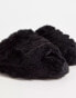 Фото #2 товара Truffle Collection fluffy open toe slippers in black