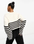 Фото #4 товара Miss Selfridge thin stripe crop knit jumper in black stripe