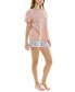 ფოტო #3 პროდუქტის Women's 2-Pc. Printed Short Pajamas Set