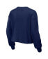 ფოტო #2 პროდუქტის Women's Navy Distressed Atlanta Braves Waffle Knit Long Sleeve T-shirt and Shorts Lounge Set