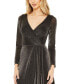 ფოტო #3 პროდუქტის Women's Long Sleeve Faux Wrap A Line Gown