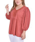 Фото #2 товара Plus Size 3/4 Sleeve Knit Gauze Top