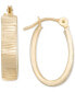 ფოტო #1 პროდუქტის Textured Oval Hoop Earrings in 10k Gold