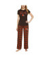 ფოტო #1 პროდუქტის Women's Brown, Orange Cleveland Browns Arctic T-shirt and Flannel Pants Sleep Set