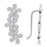 Tender longitudinal silver earrings with zircons flowers EA225W