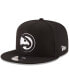 ფოტო #1 პროდუქტის Men's Black Atlanta Hawks Black and White Logo 9FIFTY Adjustable Snapback Hat