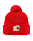 ფოტო #1 პროდუქტის Men's Red Calgary Flames Core Primary Logo Cuffed Knit Hat with Pom