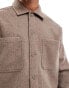 Bershka faux wool overshirt in brown