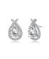 ფოტო #1 პროდუქტის Classy White Gold Plated with Clear Cubic Zirconia Oval Drop Earrings