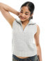 Фото #1 товара Weekday Cherin knitted half zip high neck vest in light grey