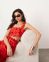 ASOS EDITION statement circle detail crop top co-ord in red Красный, 34 - фото #1