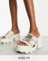 Фото #2 товара Public Desire Wide Fit Exclusive Oslo chunky heeled sandals in off white