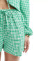 Esmee gingham beach short co-ord in green