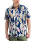 Фото #1 товара Men's Hero Short Sleeve Button Front Palm Print Linen Shirt, Created for Macy's