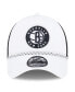 Men's White/Black Brooklyn Nets Court Sport Foam A-Frame 9FORTY Adjustable Trucker Hat Черно-белый - фото #4