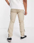 Фото #4 товара Topman skinny cut and sew cargo trousers in stone