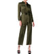 Scoop Wide Leg Satin Jumpsuit with Cargo Pockets Women Large Green XL 16-18