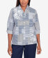 Фото #1 товара Petite A Fresh Start Embroidered Stripe Patch Button Down Top