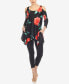 ფოტო #5 პროდუქტის Women's Floral Printed Cold Shoulder Tunic Top