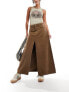 Free People a-line cord midaxi skirt in chocolate