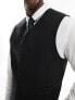 ASOS DESIGN slim linen mix suit waistcoat in black