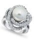 Кольцо Macy's Swirl Pearl CZ Silver Plate