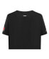 ფოტო #4 პროდუქტის Women's Black New Jersey Devils Boxy Script Tail Cropped T-shirt