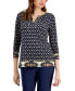 Women's Chain Lace-Up Border-Print Tunic, Created for Macy's
