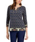 Фото #1 товара Women's Chain Lace-Up Border-Print Tunic, Created for Macy's