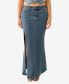 Women's Vintage-like Style Slit Denim Maxi Skirt