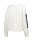 ფოტო #4 პროდუქტის Women's Cream Brooklyn Nets Parkway Brush Back Long Sleeve Cropped T-shirt