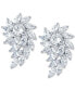 Cubic Zirconia Cluster Drop Earrings in Sterling Silver