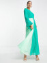 ASOS DESIGN dobby pleated maxi dress in green colourblock