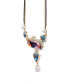 ფოტო #1 პროდუქტის Forever Young Turquoise Gemstone Diamond Pearl Yellow Gold Plated Silver Necklace