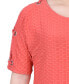 Фото #4 товара Petite Short Sleeve Honeycomb Textured Grommet Top