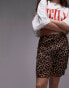 Topshop crinkle mini skirt in leopard print Коричневый, XS - EU 32-34 - фото #1