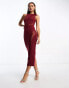 Фото #2 товара ASOS DESIGN asymmetric cut out mesh midi dress in red