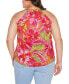 Black Label Plus Size Abstract Floral Tie-Neck Sleeveless Top