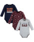 ფოტო #1 პროდუქტის Baby Boys Cotton Long-Sleeve Bodysuits, Love Dad, 3-Pack