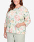Фото #3 товара Plus Size English Garden Watercolor Floral Lace Neck Top