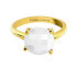 Gold-plated ring with white agate Multiples BJ06A321