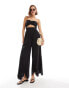 Фото #1 товара ASOS DESIGN bandeau twist front embroidered cutout jumpsuit in black