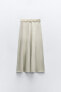 Linen blend midi cape skirt with belt
