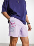 Фото #1 товара Coney Island Picnic co-ord mesh shorts in purple with art school placement prints