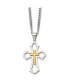 ფოტო #1 პროდუქტის Brushed Yellow IP-plated Cross Pendant Curb Chain Necklace